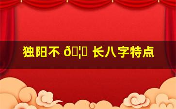 独阳不 🦁 长八字特点